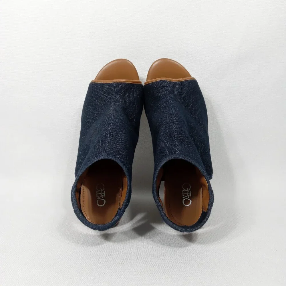 CATO Navy Blue Jean Denim Look Open-Toe Sandals Womens Size 8 - Picture 6 of 16